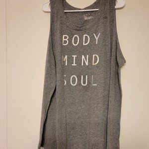 LIVI Active size 26/28 Swing Tank.  Gray with silver foil Mind Body Soul